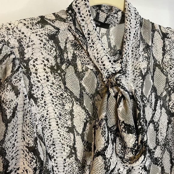 Snake Print PussyBow Button Down - Picture 2 of 3